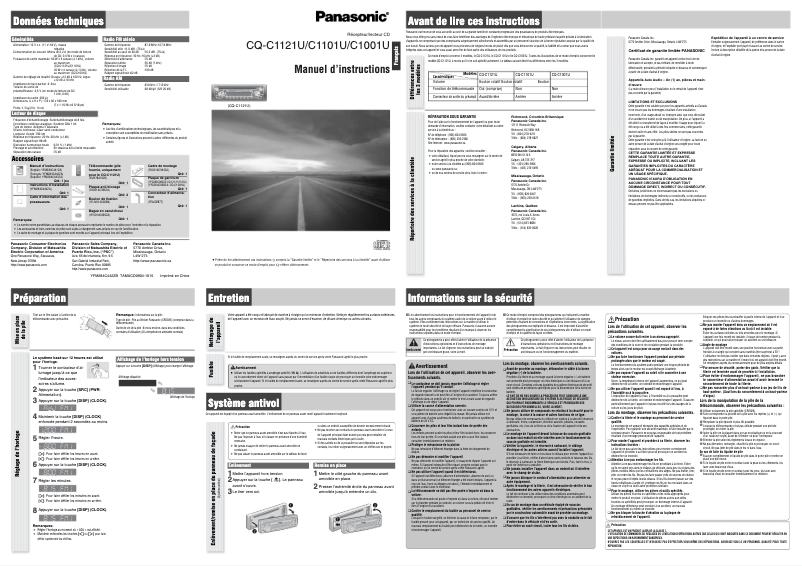 Página 1 del manual Manual de usuario Panasonic CQ-C1121U
