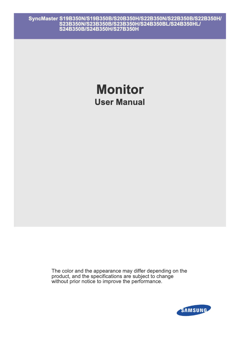 Page 1 de la notice Manuel utilisateur Samsung SyncMaster S20B350H