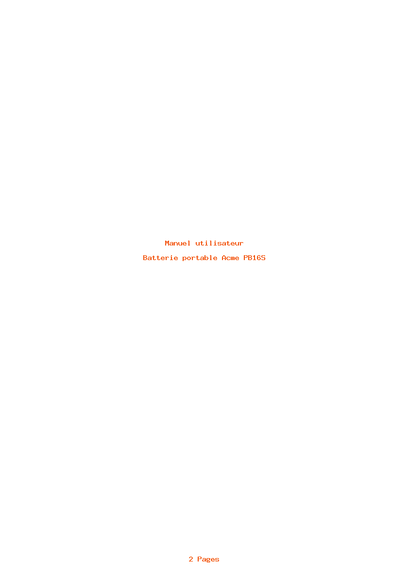 Page 1 de la notice Manuel utilisateur Acme PB16S