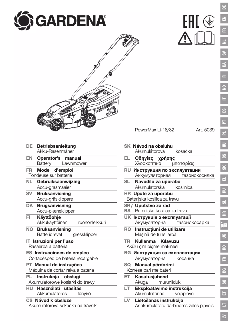 Page 1 de la notice Manuel utilisateur Gardena PowerMax Li-18/32