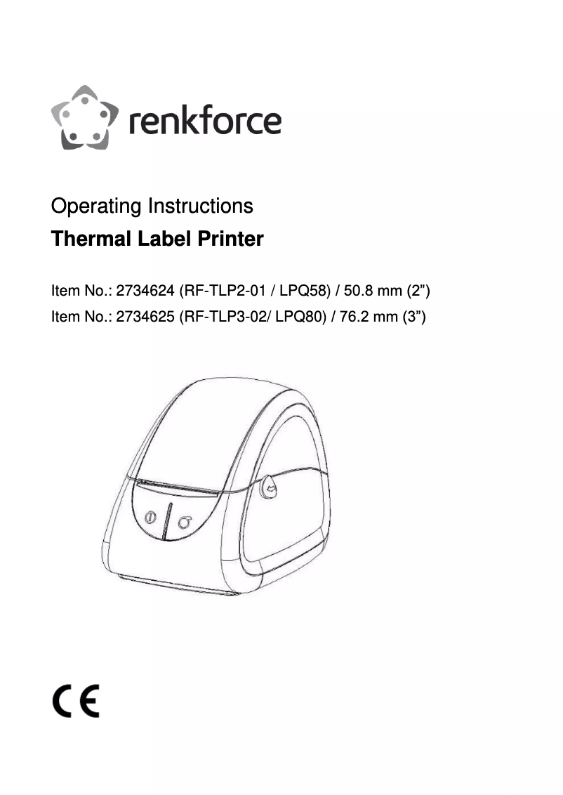 Page 1 de la notice Manuel utilisateur Renkforce RF-TLP-01