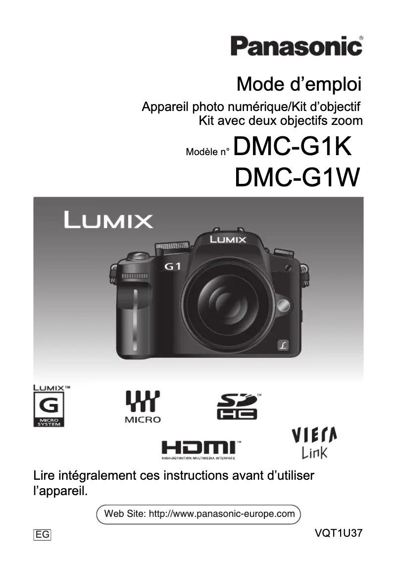 Page 1 of the manual User Manual Panasonic Lumix DMC-G1
