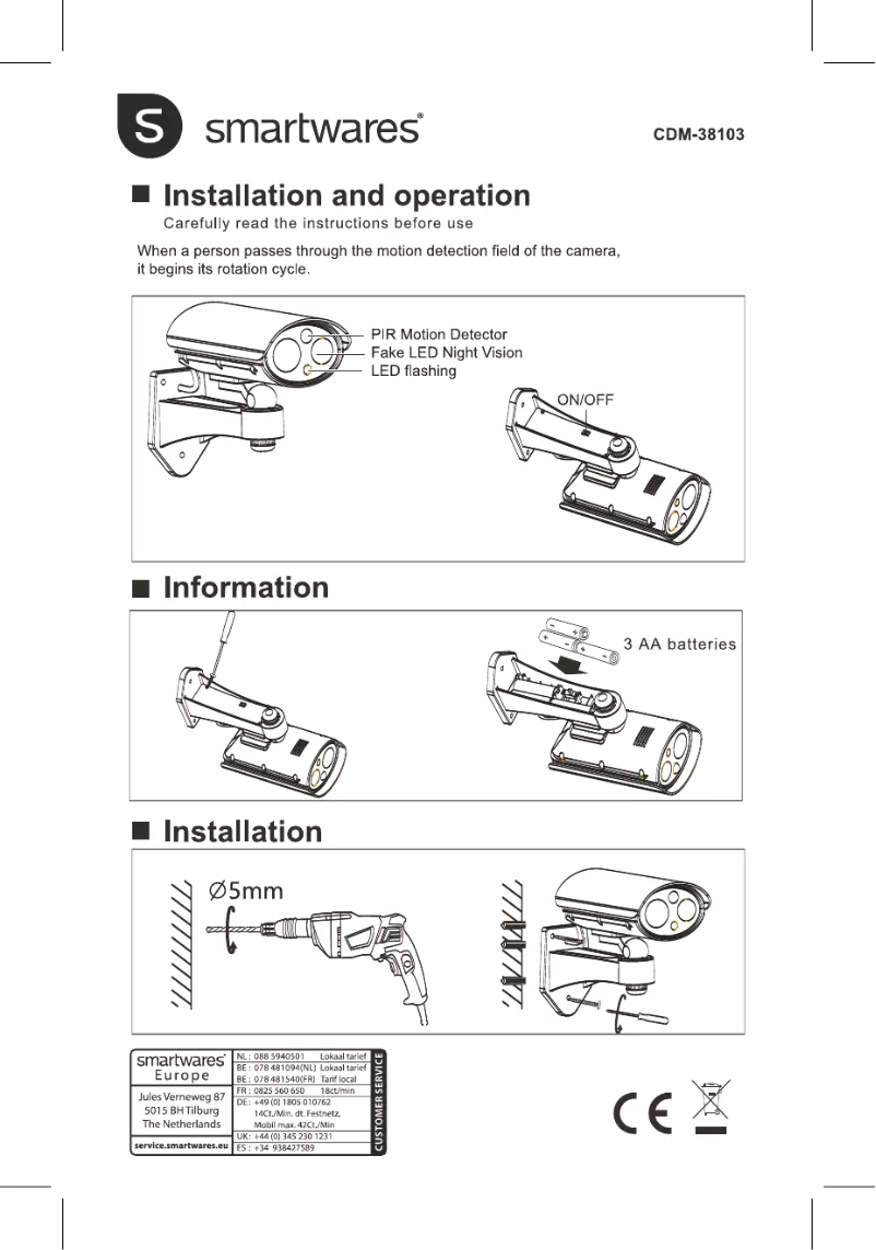 Page 1 de la notice Mode d'emploi Smartwares CDM-38103