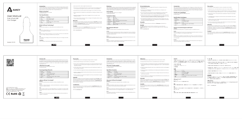 Page 1 of the manual User Manual Aukey CC-01