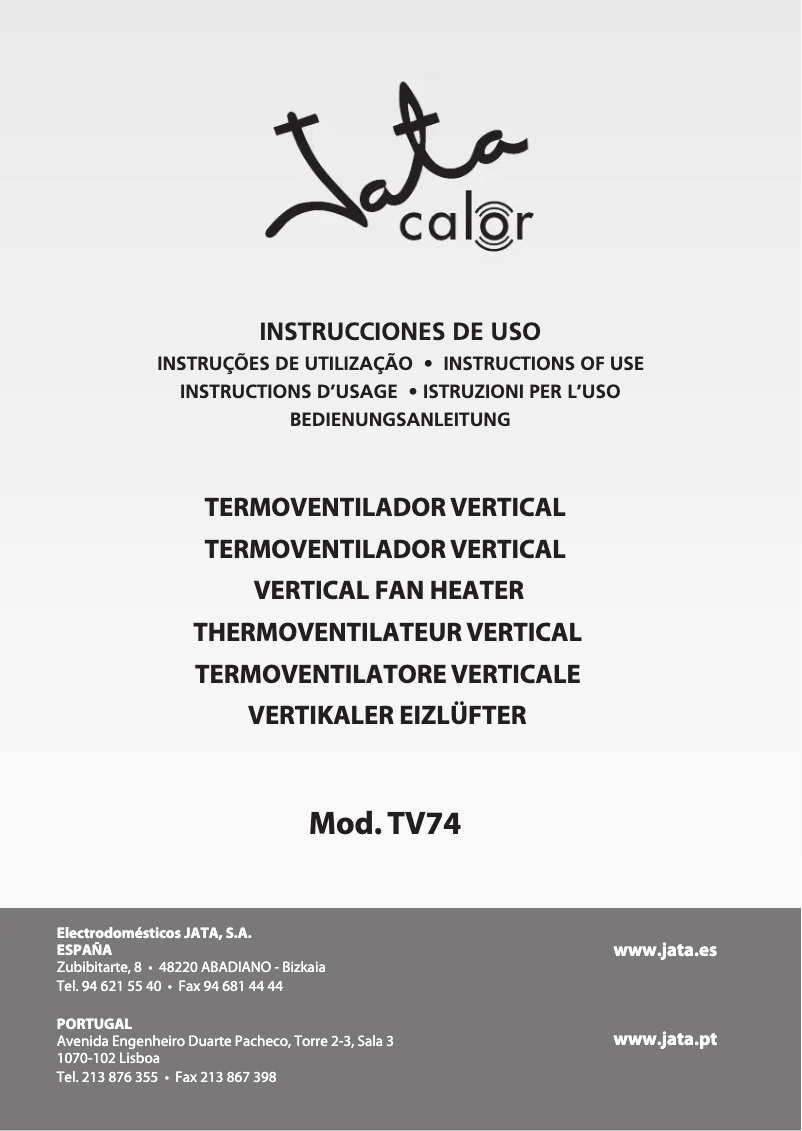 Page 1 of the manual User Manual Jata TV74