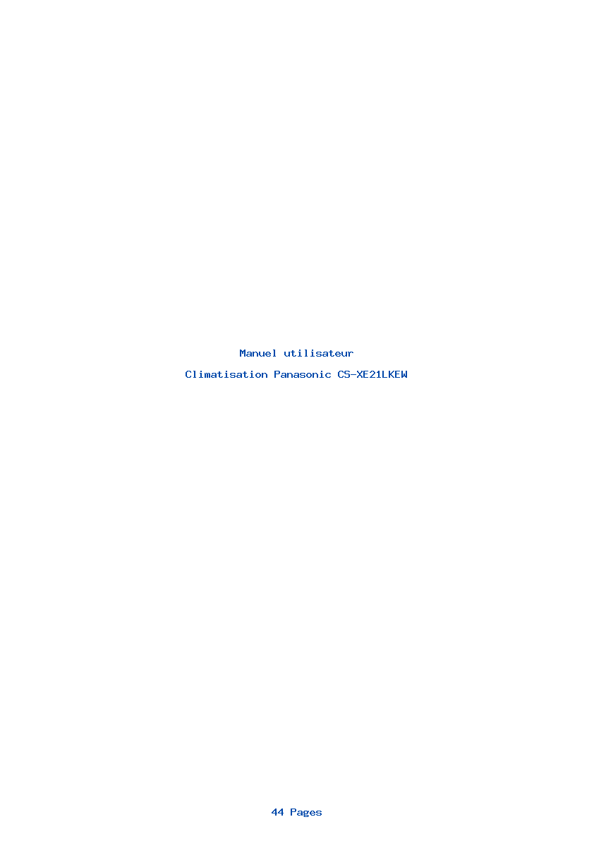 Page 1 de la notice Manuel utilisateur Panasonic CS-XE21LKEW