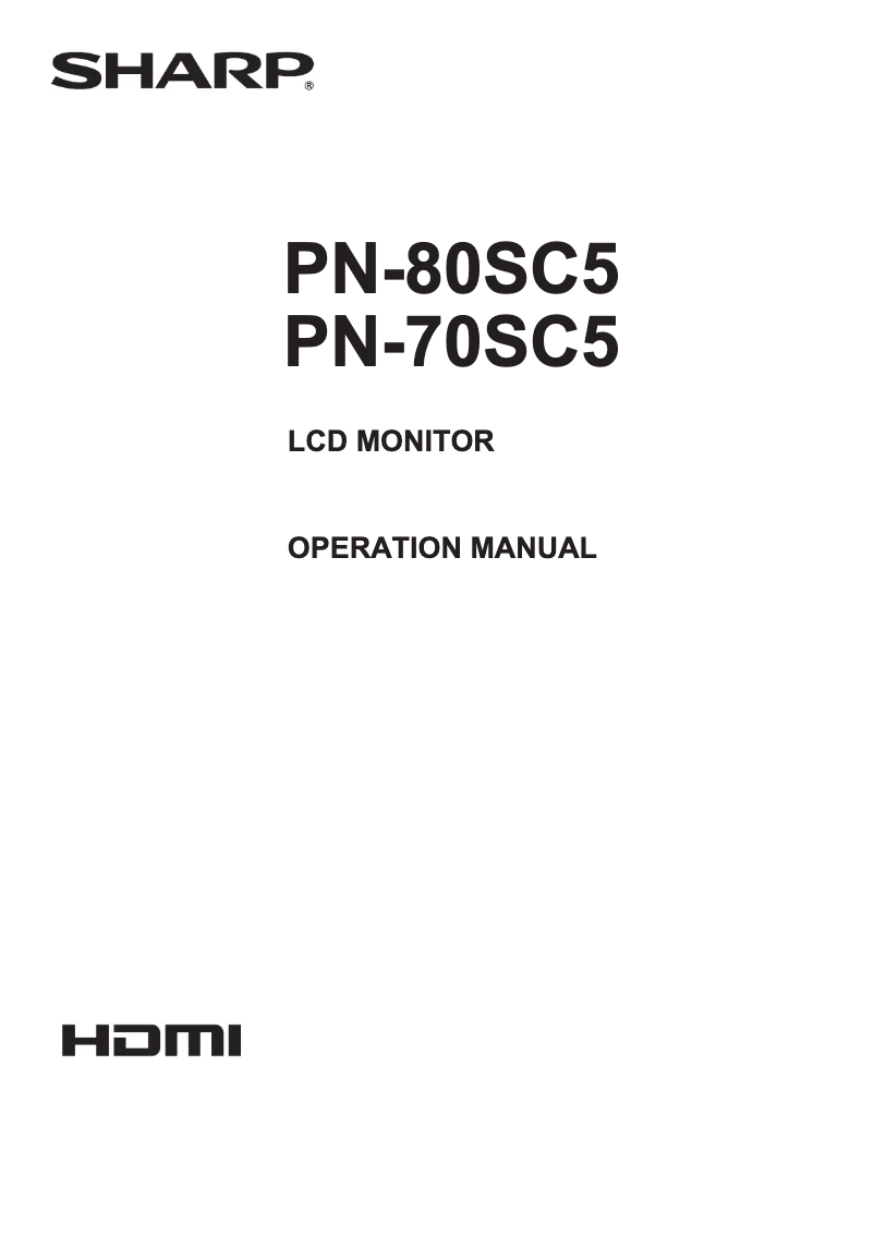 Page 1 of the manual User Manual Sharp PN70SC5