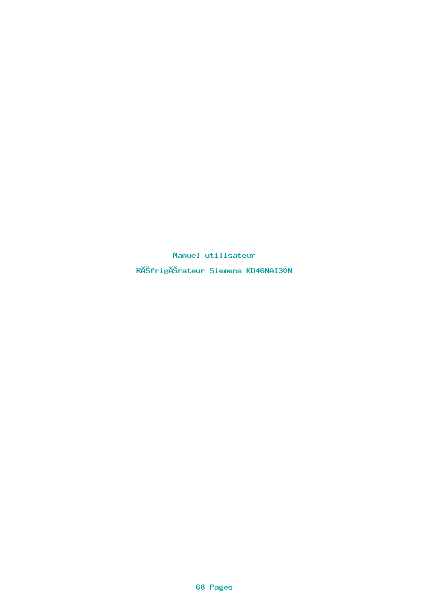 Page 1 de la notice Manuel utilisateur Siemens KD46NAI30N