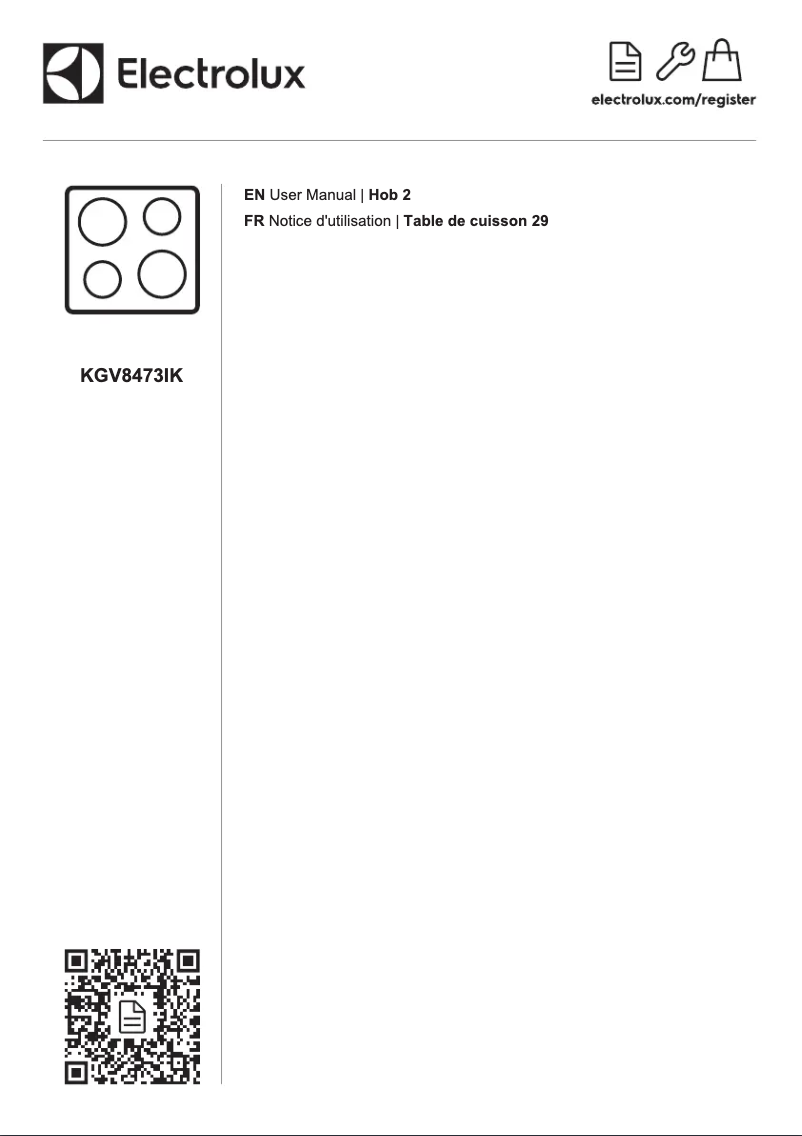 Page 1 de la notice Manuel utilisateur Electrolux KGV8473IK