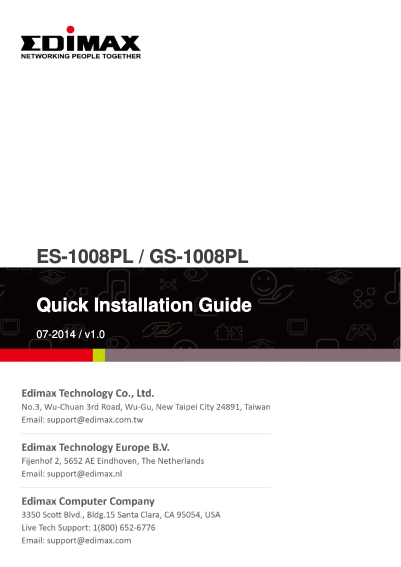 Page 1 de la notice Manuel utilisateur Edimax GS-1008PL