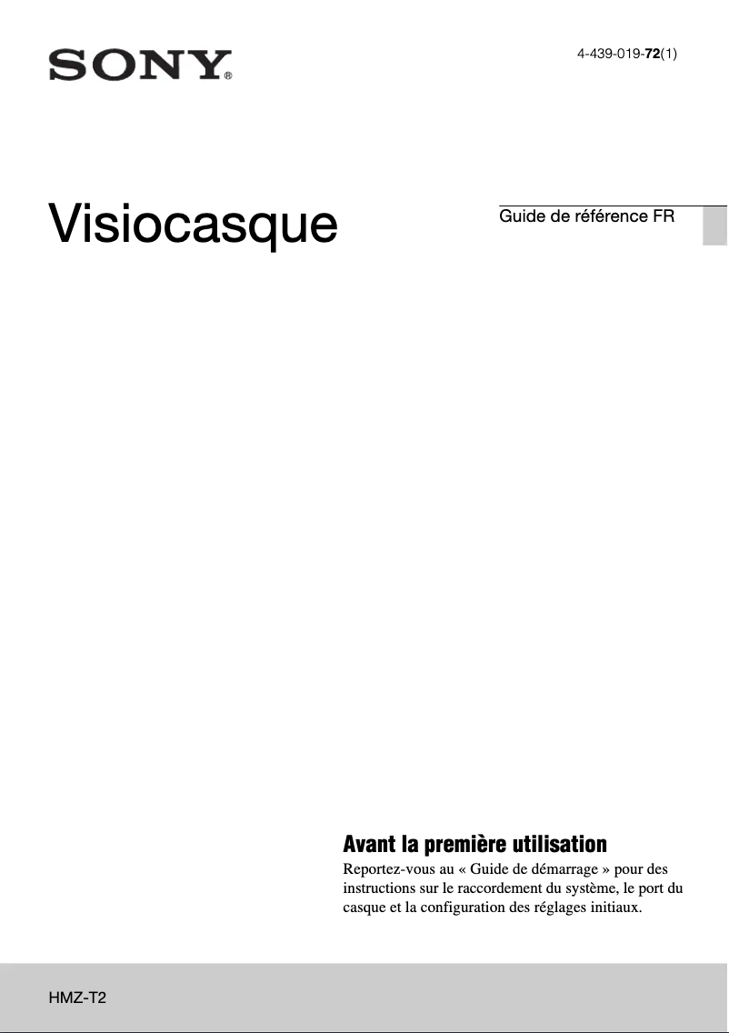 Page n°1 - Manuel utilisateur Sony HMZ-T2