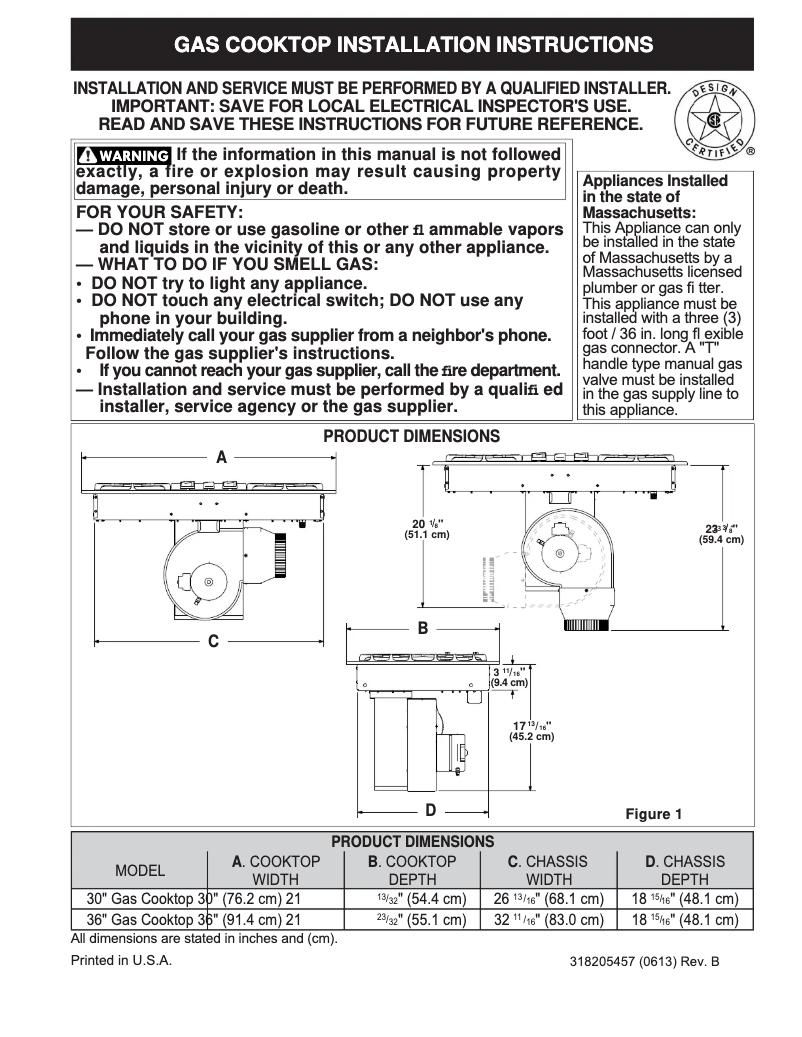 Page 1 de la notice Guide d'installation Frigidaire RC36DG60PS