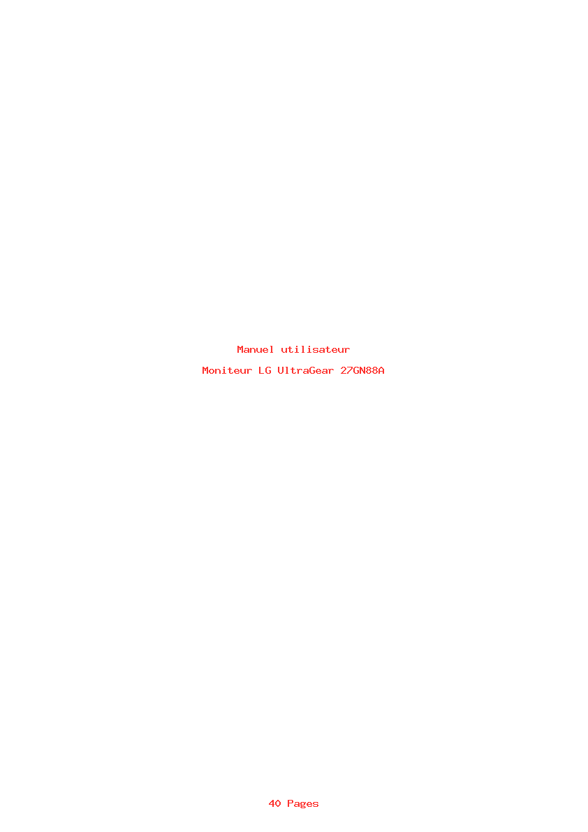 Page 1 de la notice Manuel utilisateur LG UltraGear 27GN88A