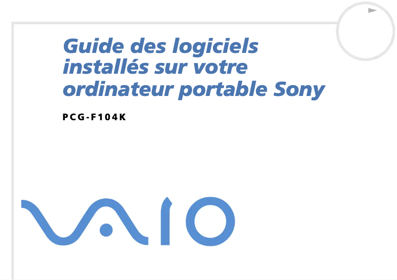 Page 1 de la notice Manuel utilisateur Sony Vaio PCG-F104K