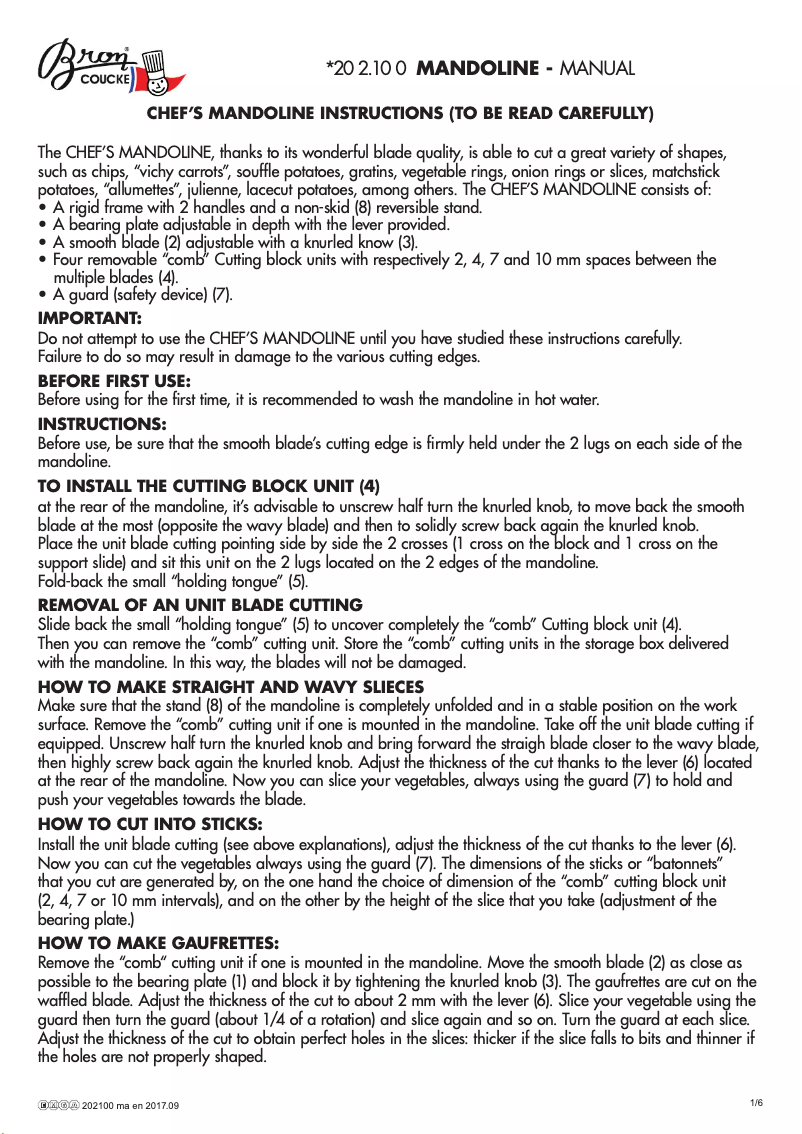 Page 1 de la notice Manuel utilisateur Bron-Coucke 202100