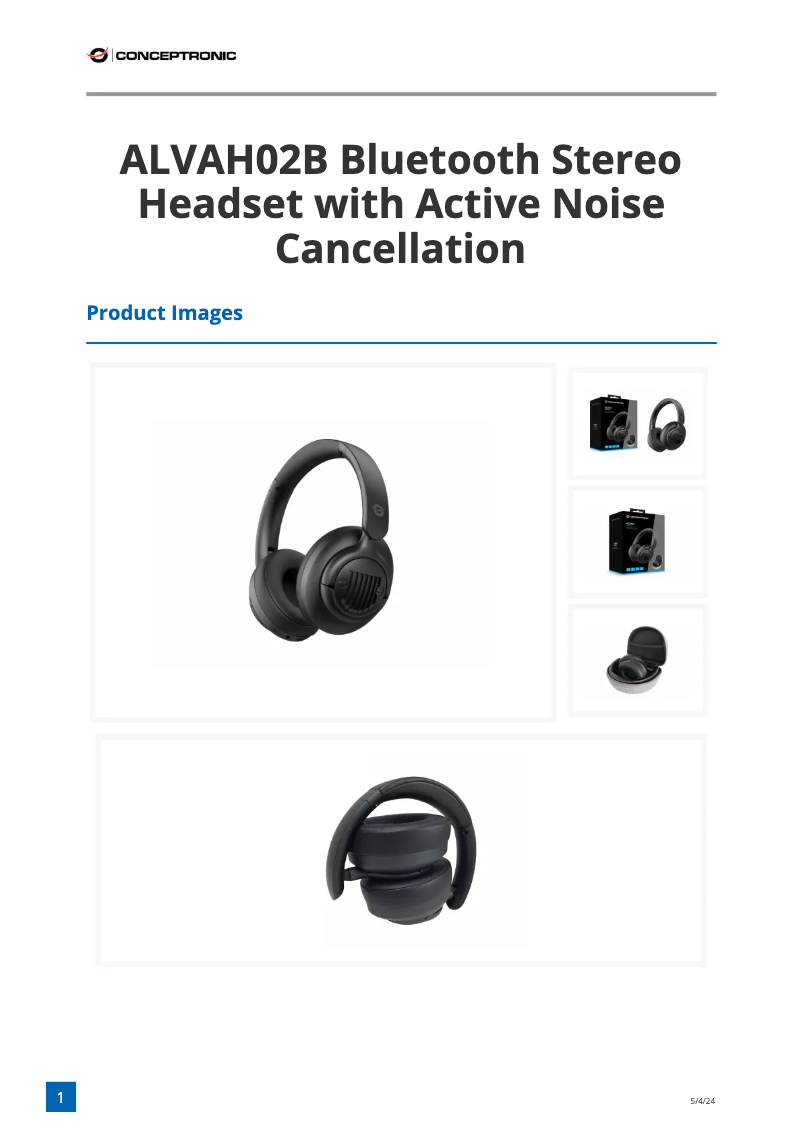 Page 1 de la notice Fiche technique Conceptronic ALVAH02B