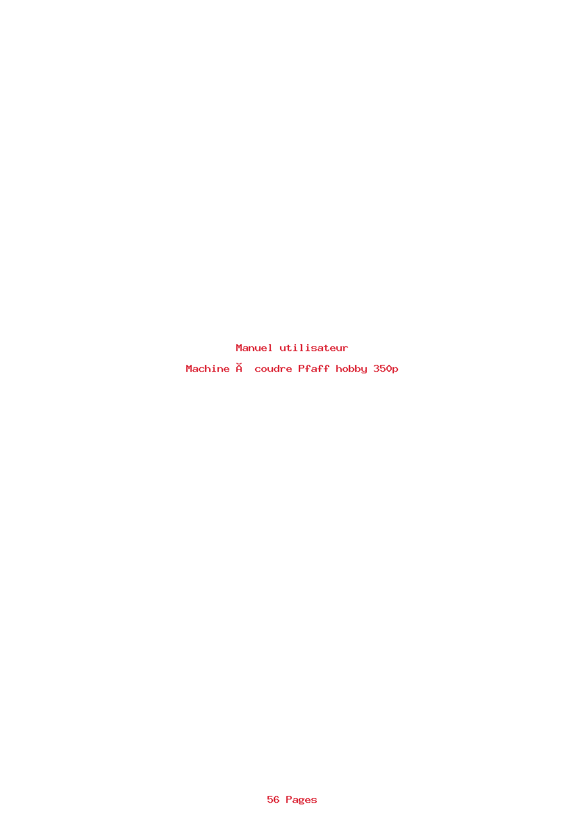 Page 1 de la notice Manuel utilisateur Pfaff hobby 350p