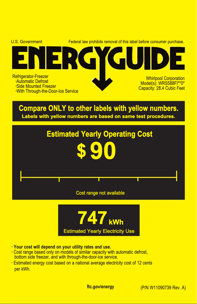 Page 1 of the manual Energy Label Whirlpool WRS588FIHZ