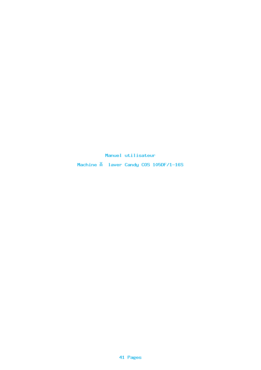 Page 1 de la notice Manuel utilisateur Candy COS 105DF/1-16S