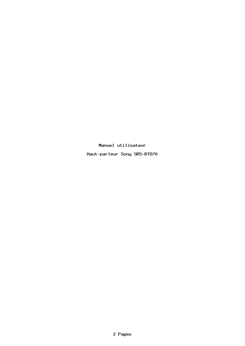 Page 1 de la notice Manuel utilisateur Sony SRS-BTD70
