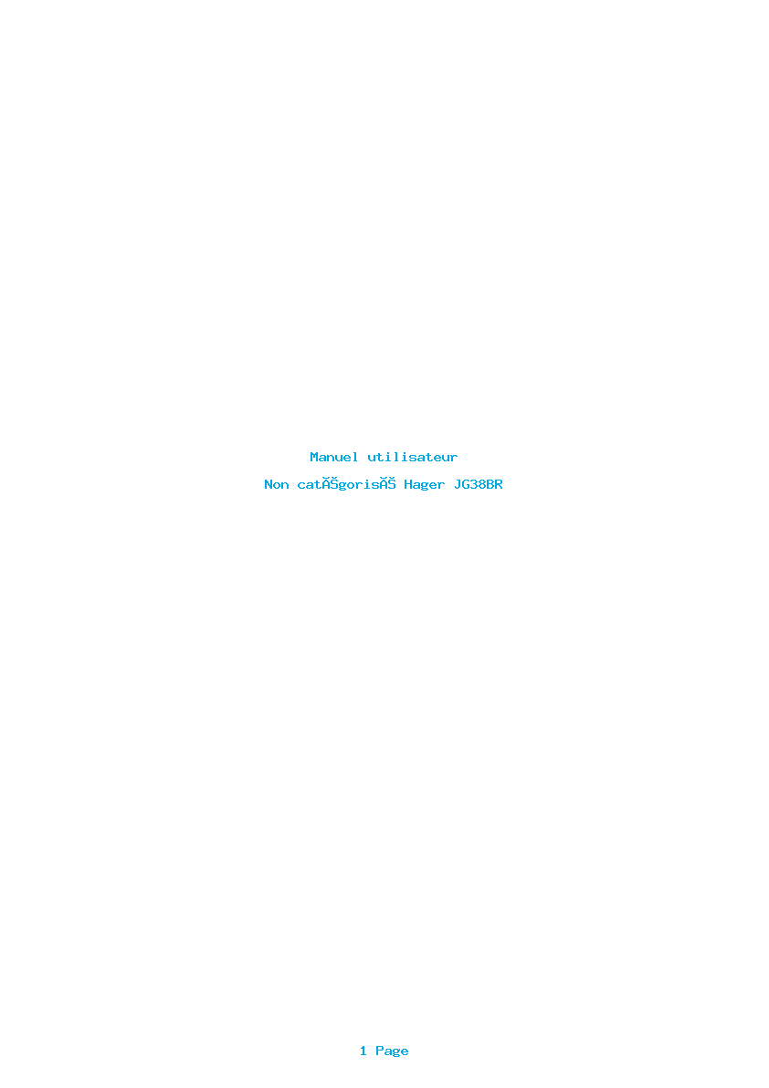Page 1 de la notice Manuel utilisateur Hager JG38BR