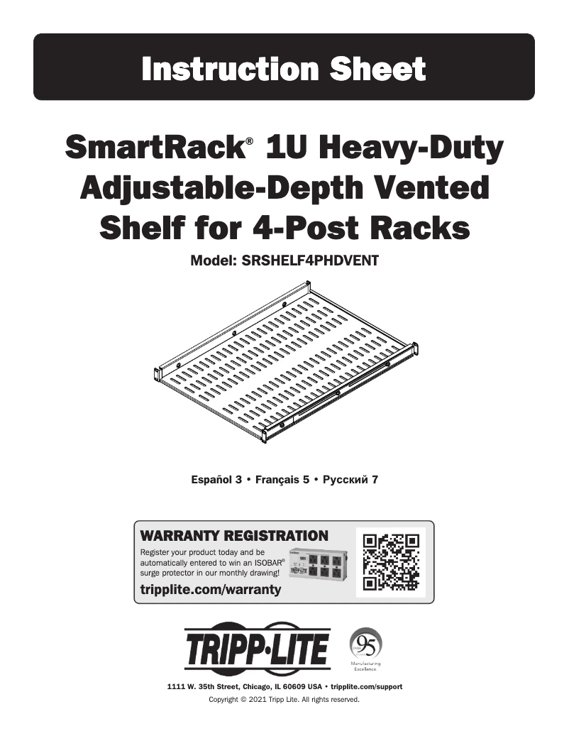 Page 1 of the manual User Manual Tripp Lite SRSHELF4PHDVENT