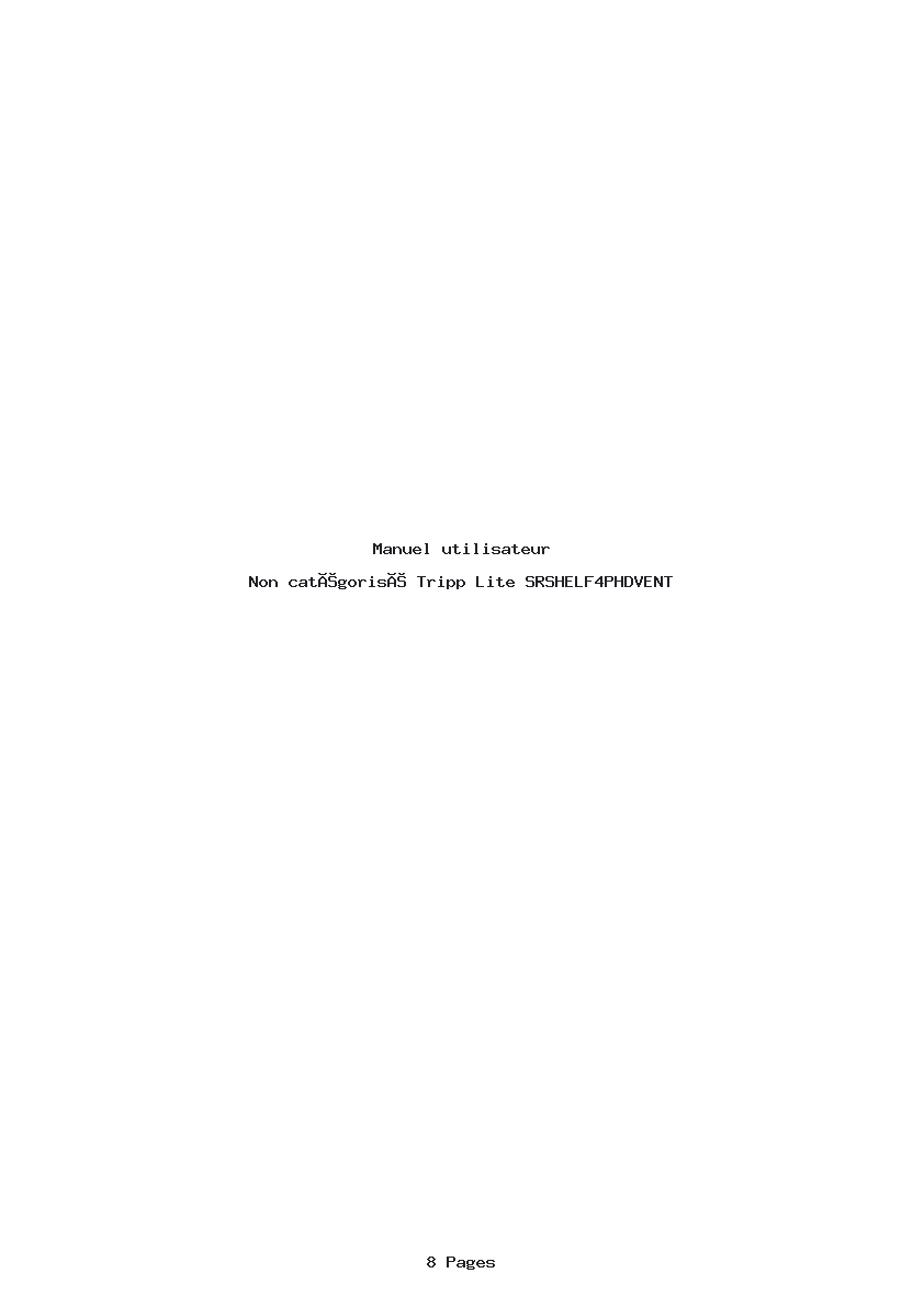 Page 1 de la notice Manuel utilisateur Tripp Lite SRSHELF4PHDVENT