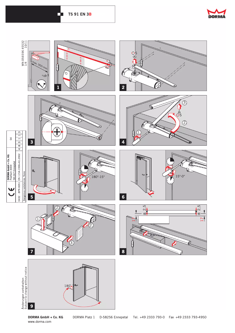 Page 1 de la notice Manuel utilisateur Dorma TS92 G