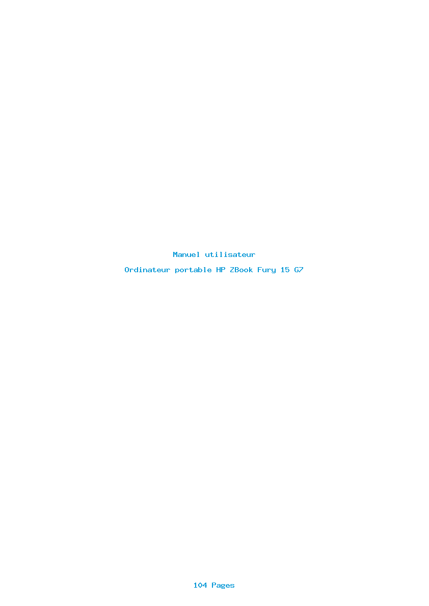 Page 1 de la notice Manuel utilisateur HP ZBook Fury 15 G7