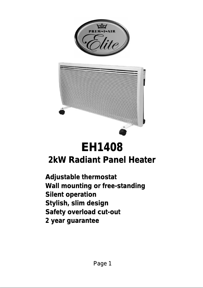 Página 1 del manual Manual de usuario Prem-I-Air EH1408
