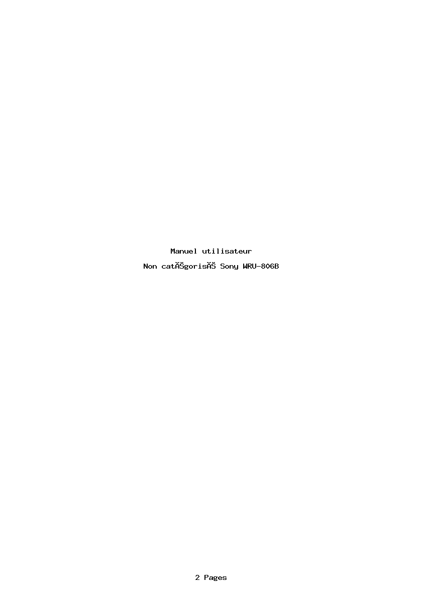 Page 1 de la notice Manuel utilisateur Sony WRU-806B