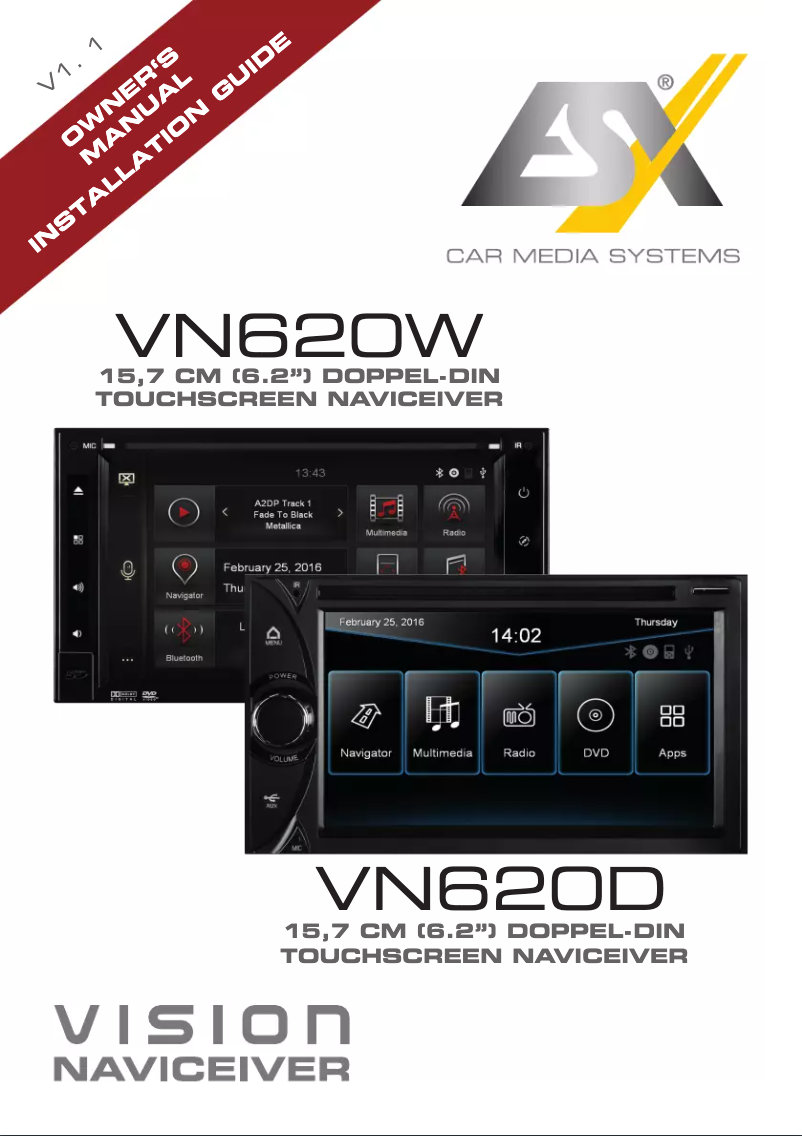 Page 1 de la notice Manuel utilisateur ESX VN620W