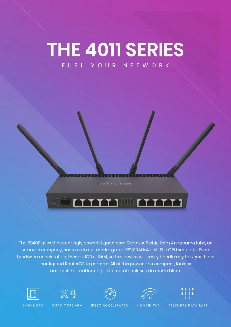 Page 1 de la notice Brochure Mikrotik RB4011iGS+5HacQ2HnD-IN