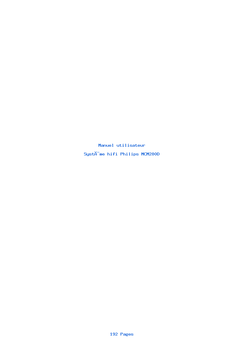 Page 1 de la notice Manuel utilisateur Philips MCM280D