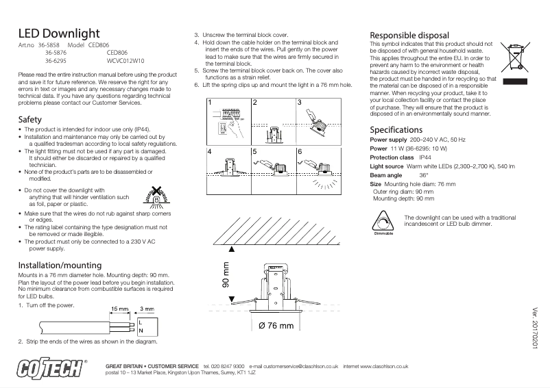 Page 1 de la notice Manuel utilisateur Cotech WCVC012W10