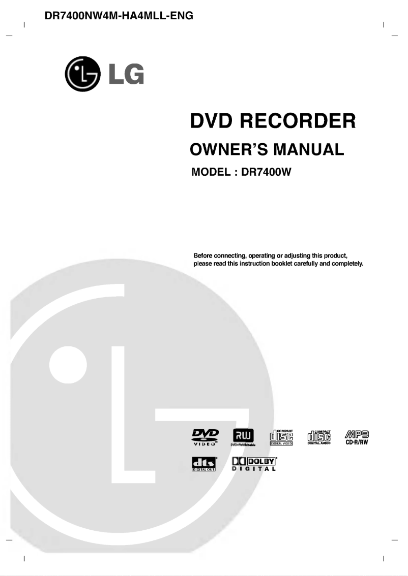 Page 1 of the manual User Manual LG DR7400W