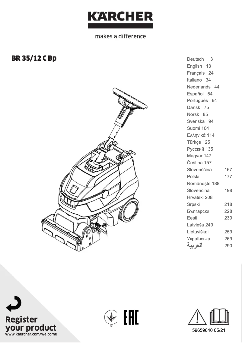 Page 1 de la notice Manuel utilisateur Kärcher BR 35/12 C Bp