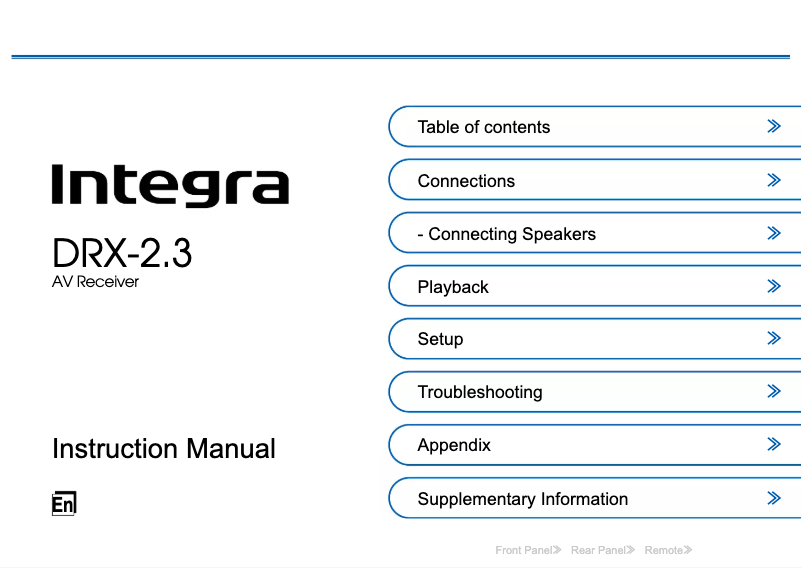 Page 1 de la notice Manuel utilisateur Integra DRX-2.3