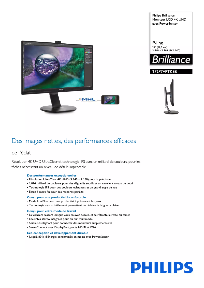 Página 1 del manual Ficha técnica Philips Brilliance P-line 272P7VPTKEB