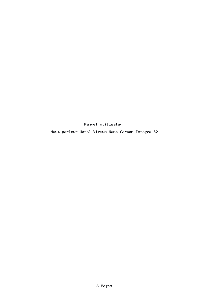 Page 1 de la notice Manuel utilisateur Morel Virtus Nano Carbon Integra 62