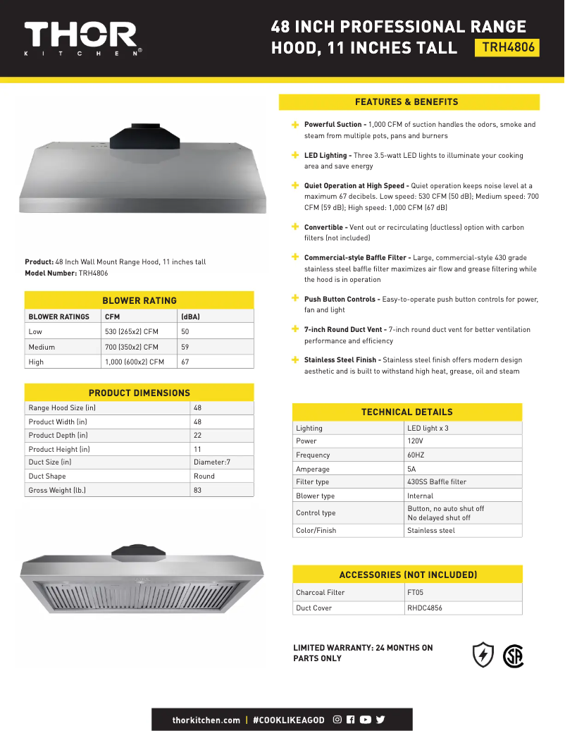 Página 1 del manual Ficha técnica Thor TRH4806