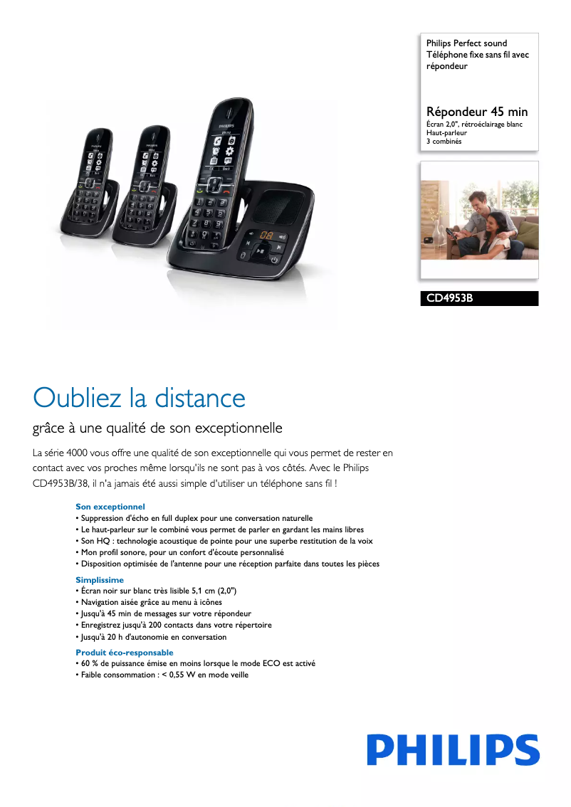 Página nº 1 - Ficha técnica Philips Perfect sound CD4953B