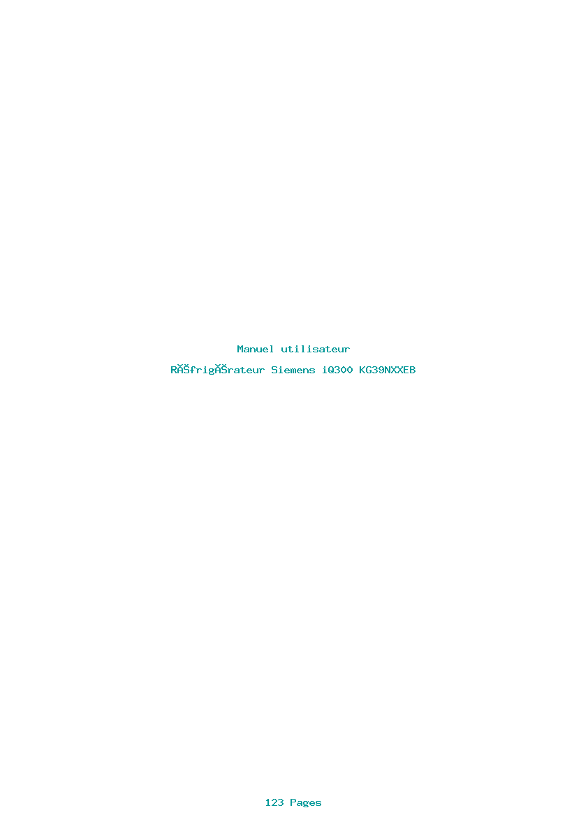Page 1 de la notice Manuel utilisateur Siemens iQ300 KG39NXXEB