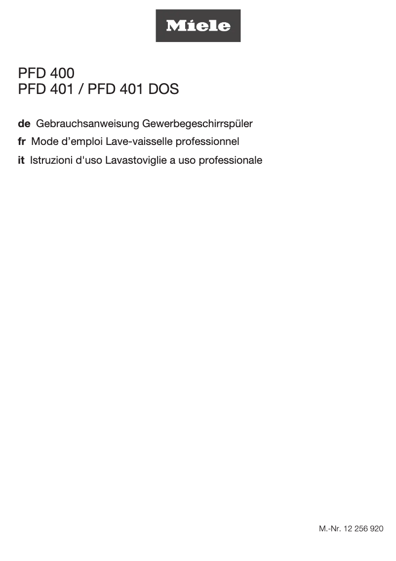 Página 1 del manual Manual de usuario Miele PFD 400 WB Speed