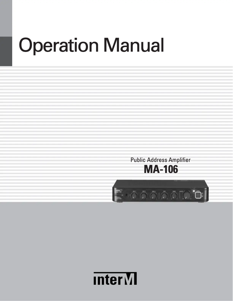 Page 1 de la notice Manuel utilisateur Inter-M MA-106