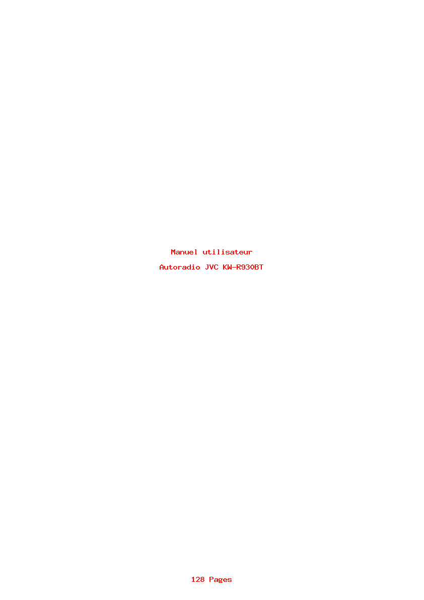 Page 1 de la notice Manuel utilisateur JVC KW-R930BT