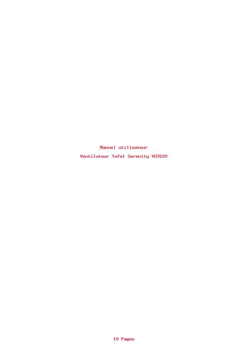 Page 1 de la notice Manuel utilisateur Tefal Serenity VU3520