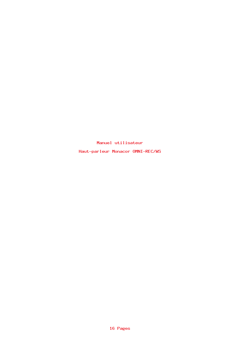 Page 1 de la notice Manuel utilisateur Monacor OMNI-REC/WS
