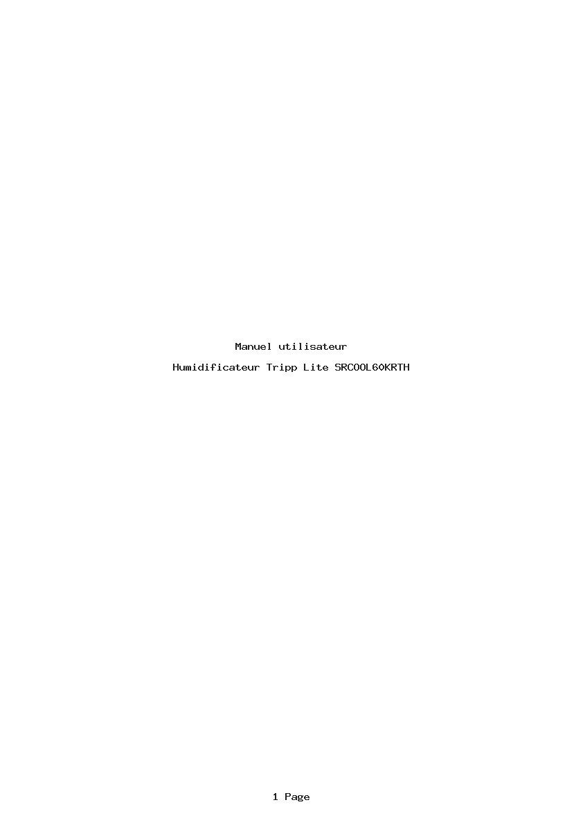 Page 1 de la notice Manuel utilisateur Tripp Lite SRCOOL60KRTH