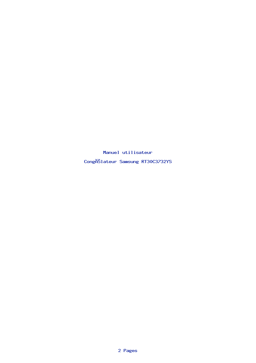 Page 1 de la notice Manuel utilisateur Samsung RT30C3732YS